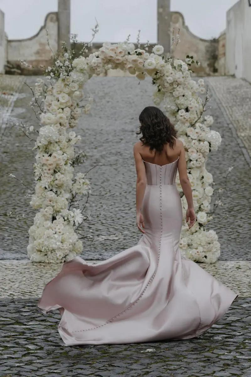 Model wearing a wedding gown